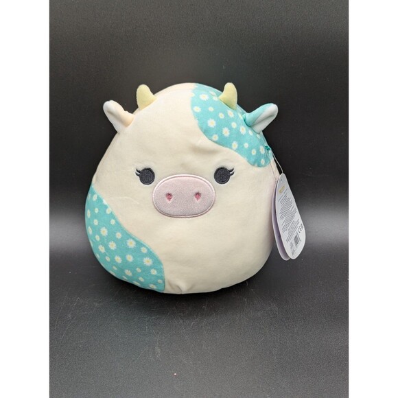 Kellytoy Squishmallow Belana the Cow 8" Blue and White Floral Easter Plush NWT - Picture 1 of 7